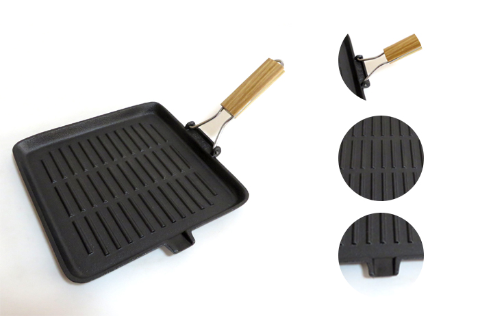 Gietijzeren grillpan, vooraf gekruid met plantaardige olie