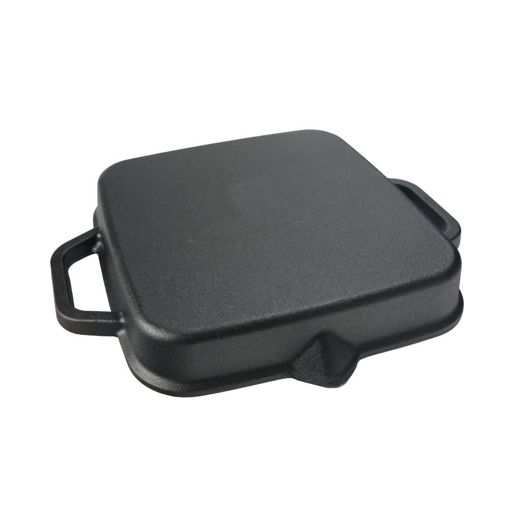 Voorgekruide vierkante gietijzeren grillpan van 30 cm