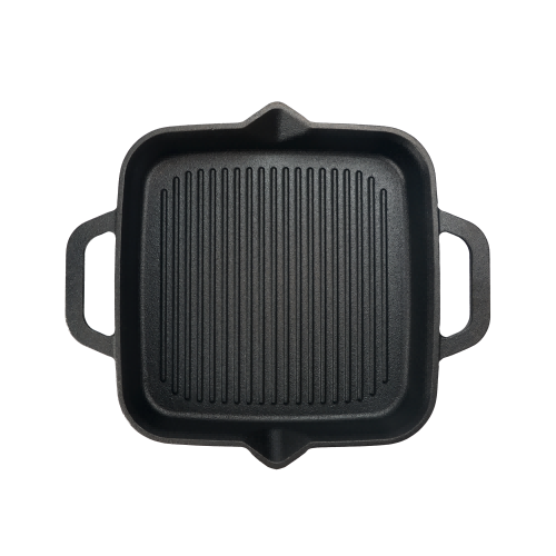 Voorgekruide vierkante gietijzeren grillpan van 30 cm