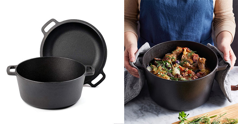 Gietijzeren dubbele Dutch Oven 