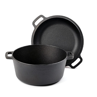 Op maat gemaakt gietijzeren dubbele Dutch Oven 2-in-1 voorgekruid kookgerei