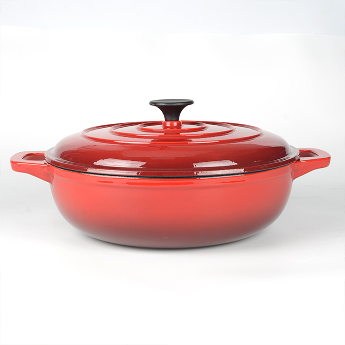 Ge&euml;mailleerde gietijzeren braadpan, ondiepe braadpan