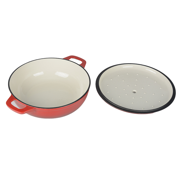 Ge&euml;mailleerde gietijzeren braadpan, ondiepe braadpan