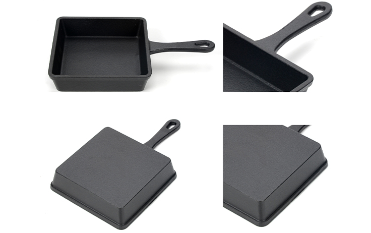5,5 Inch Gietijzeren Mini Vierkant Koekenpan, gietijzeren mini-koekenpan