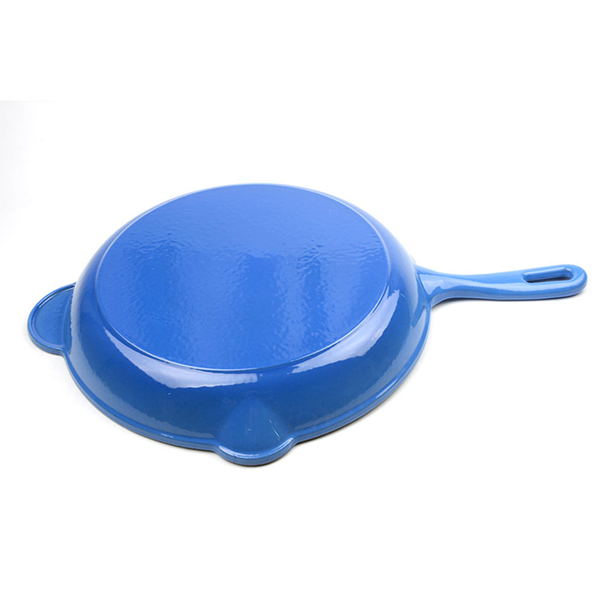 Emaille gietijzeren koekenpan van 30 cm met twee handgrepen
