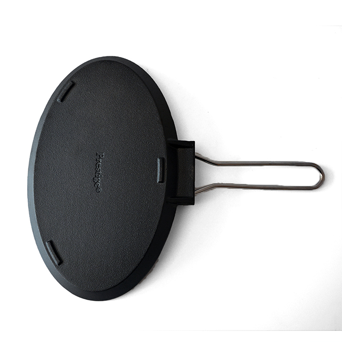 Gietijzeren grillpan met roestvrijstalen handgreep