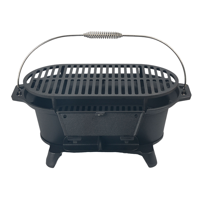 Draagbare gietijzeren Hibachi-houtskoolgrill
