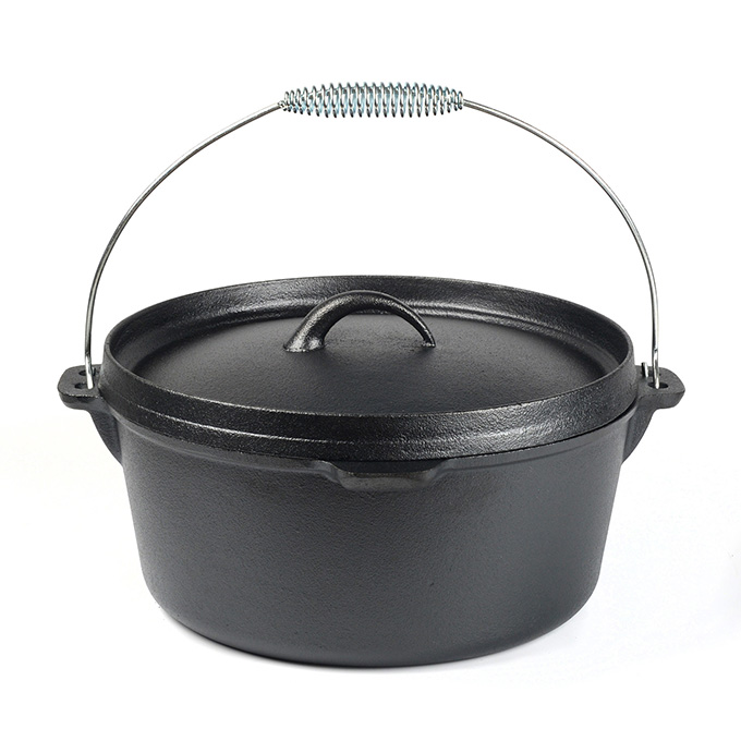 Gietijzeren Camping Braadpan met Deksellift en Opbergtas