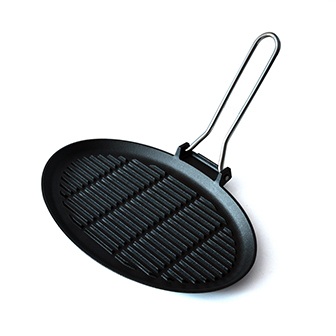 Gietijzeren grillpan met roestvrijstalen handgreep