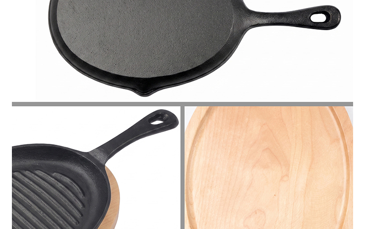 Ovale, voorgekruide gietijzeren Franse tortillapan van 25 cm in Mexicaanse stijl