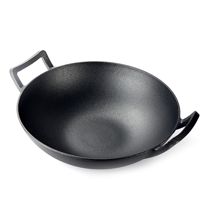 Gietijzeren 31 cm wok met deksel