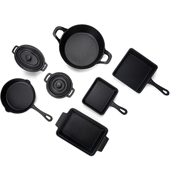 Mini gietijzeren sissende platenset
