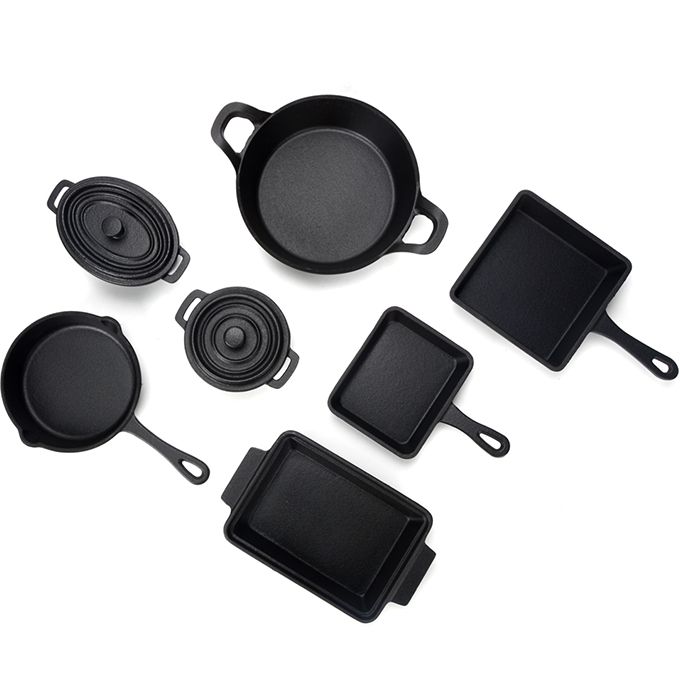 Mini gietijzeren sissende platenset