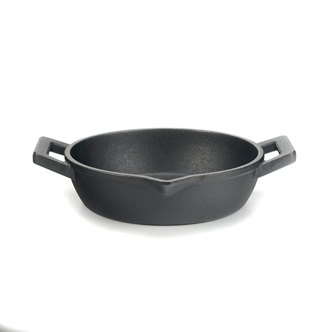 Mini ronde gietijzeren pan met dubbele handgrepen