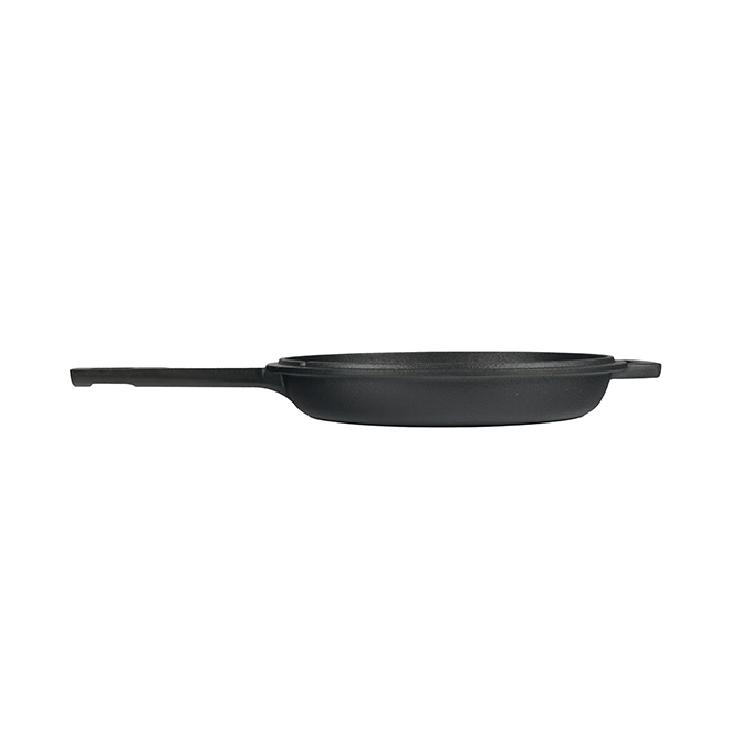 2-in-1 dubbele gietijzeren braadpan met enkele handgreep