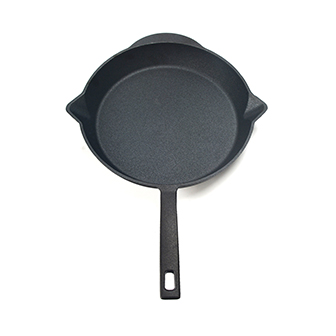 Ronde gietijzeren koekenpan van 30 cm met dubbele schenktuiten