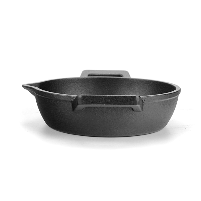 Mini ronde gietijzeren pan met dubbele handgrepen