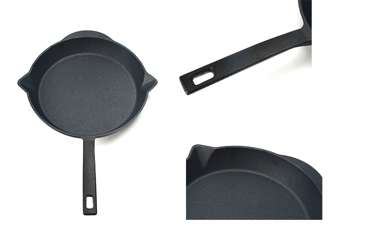 Ronde gietijzeren koekenpan van 30 cm met dubbele schenktuiten
