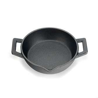 Mini ronde gietijzeren pan met dubbele handgrepen