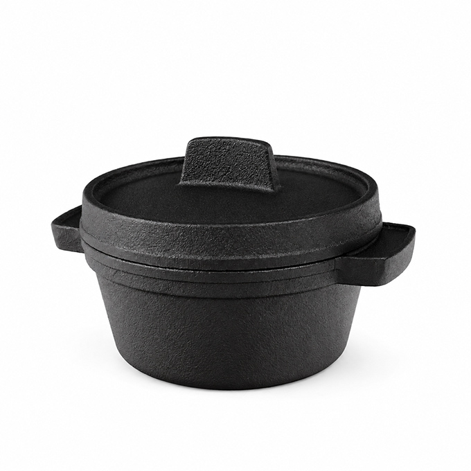 Mini gietijzeren braadpan met dubbele ventilatoren