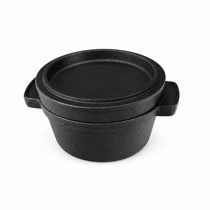 Mini gietijzeren braadpan met dubbele ventilatoren