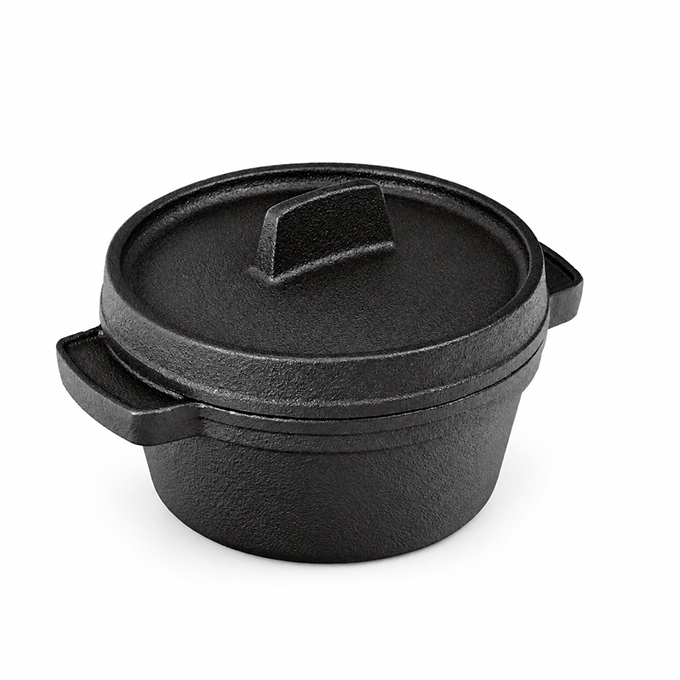 Mini gietijzeren braadpan met dubbele ventilatoren
