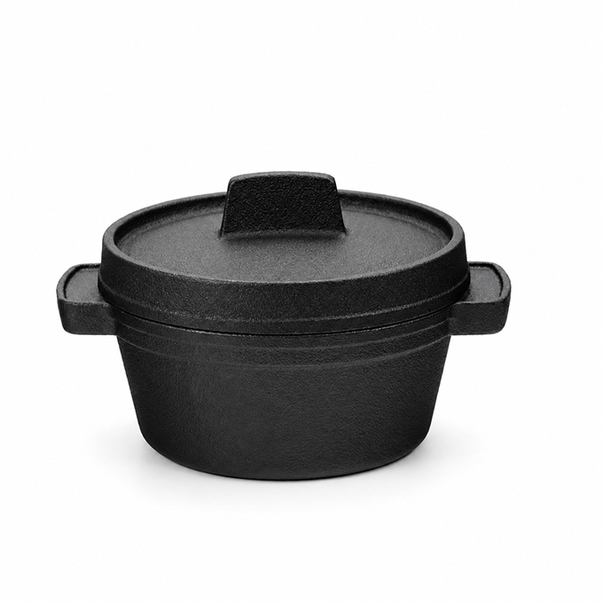 Mini gietijzeren braadpan met dubbele ventilatoren