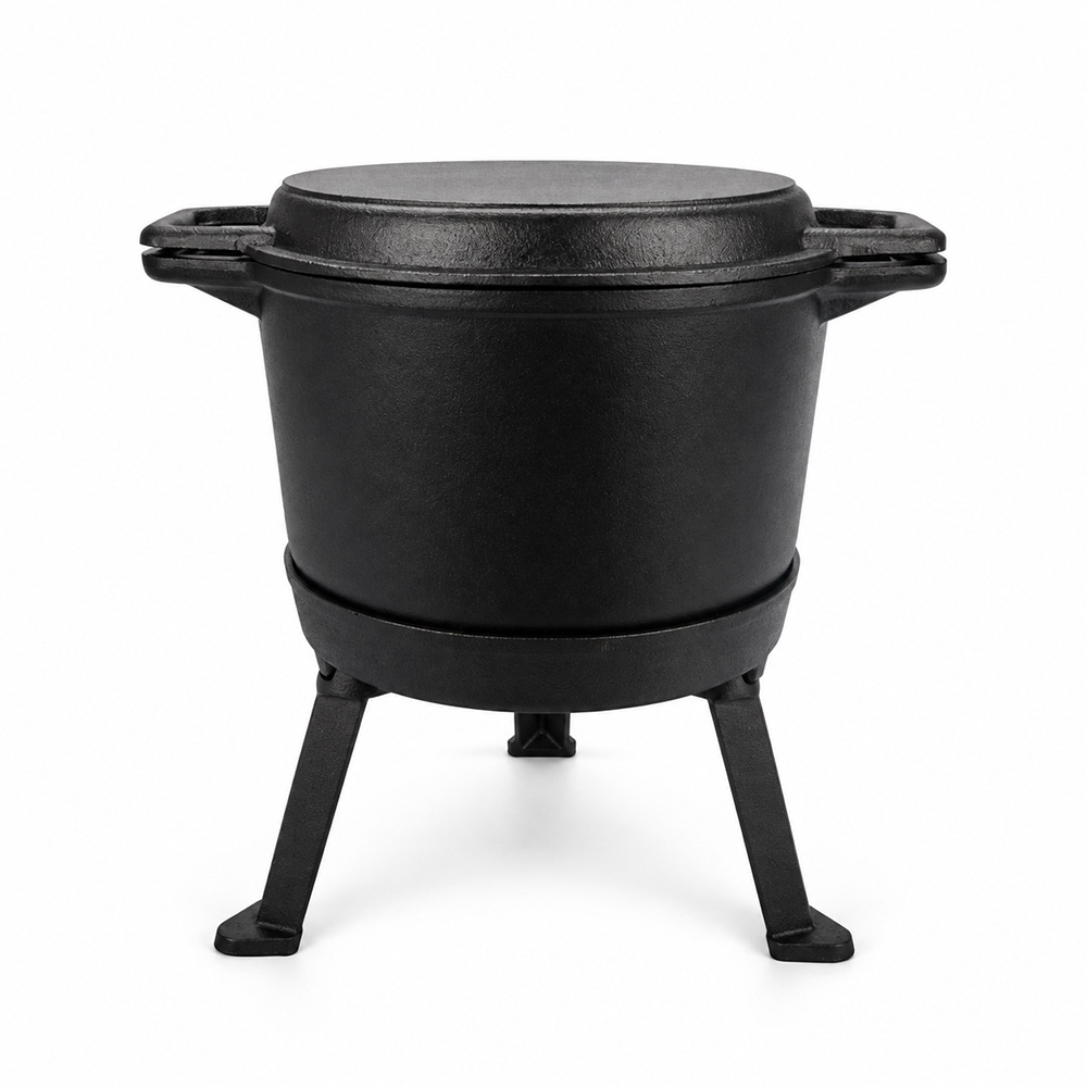 Gietijzeren snelkookpan met grilldeksel