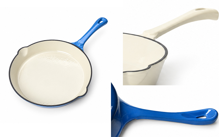 Gietijzeren ge&euml;mailleerde ronde koekenpan van 24,7 cm
