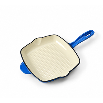 Gietijzeren ge&euml;mailleerde vierkante steakpan