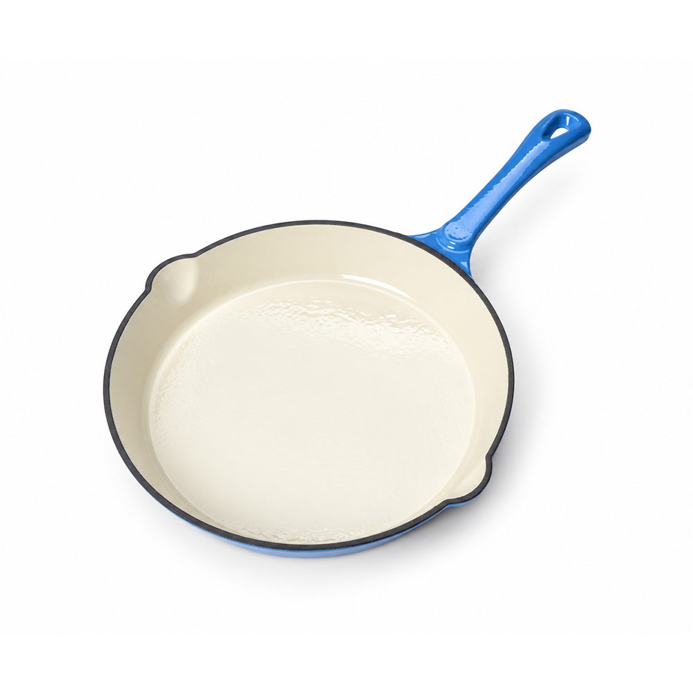 Gietijzeren ge&euml;mailleerde ronde koekepan van 24,7 cm